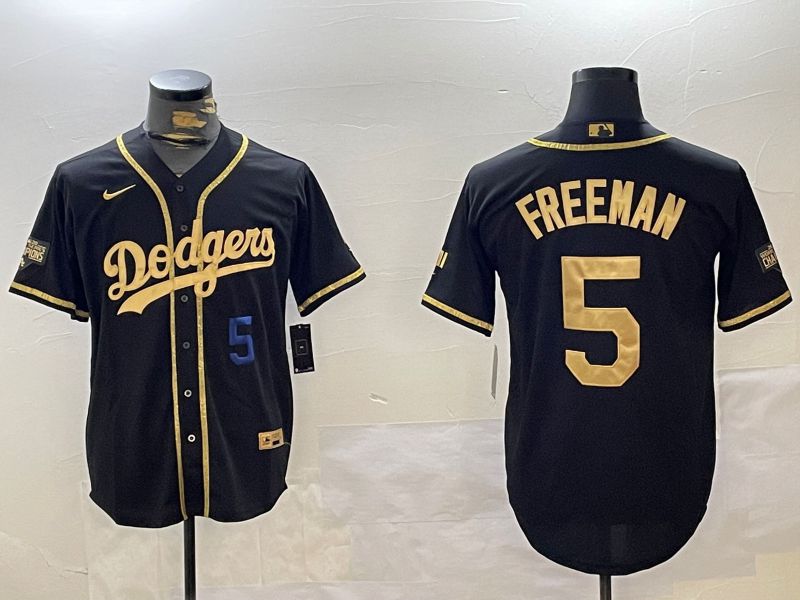 Men Los Angeles Dodgers #5 Freeman Black Gold Fashion Nike 2024 MLB Jersey style 11204->los angeles dodgers->MLB Jersey